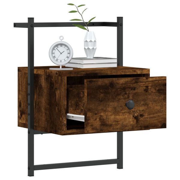 vidaXL Bedside Cabinets Wall-mounted 2 pcs Smoked Oak 35x30x51 cm Engineered Wood