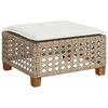 vidaXL Garden Stool with Cushion Beige 63.5x56x32 cm Poly Rattan