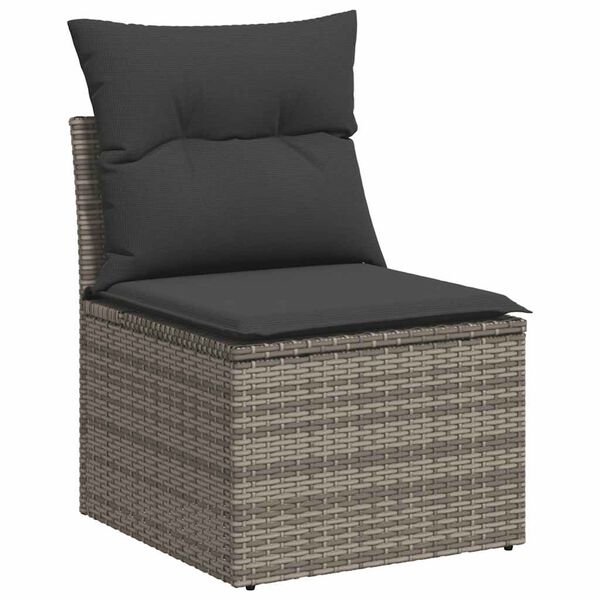 vidaXL 10 Piece Garden Sofa Set with Cushions Grey Poly Rattan Acacia