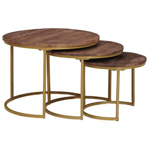vidaXL Nesting Coffee Tables 3 pcs Solid Mango Wood and Steel
