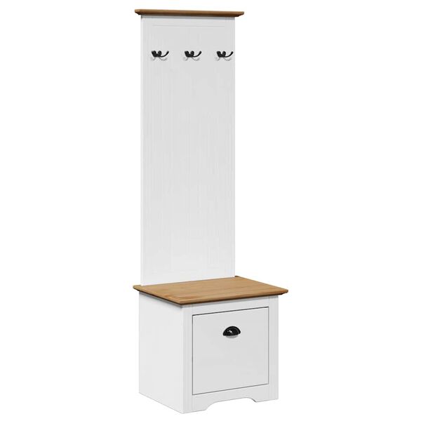 vidaXL Hallway Cabinet with Hooks BODO White and Brown 50x40x157 cm