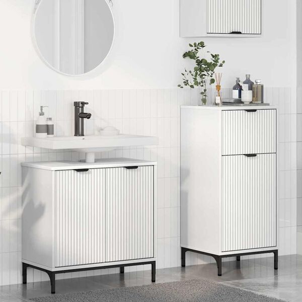 vidaXL Bathroom Furniture Set with Drawer 2 pcs White Engineered wood