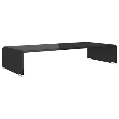 vidaXL TV Stand/Monitor Riser Glass Black 70x30x13 cm