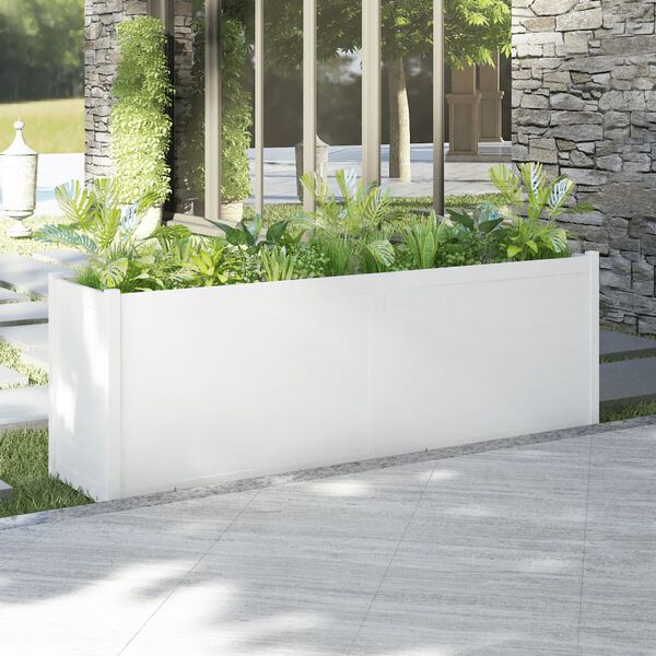 vidaXL Garden Planter White 200x50x70 cm Solid Pinewood