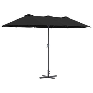 vidaXL Garden Parasol Black 370 x 197 x 239 cm Polyester and Aluminium