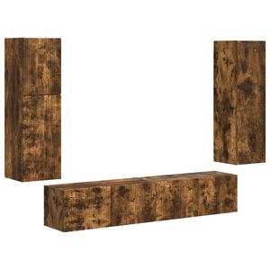 vidaXL TV Cabinet Set Wall-mounted 4 pcs Smoked Oak Engineered Wood