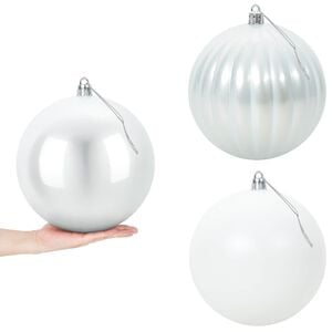 vidaXL Christmas Ball Set XXL 3 pcs White &Oslash; 25 cm Plastic
