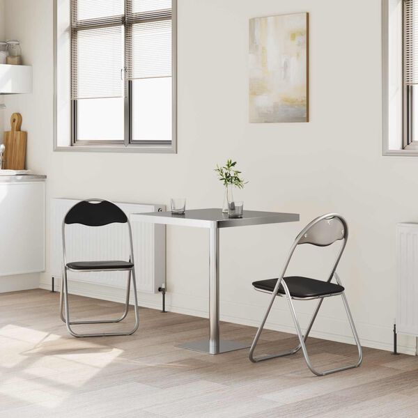 vidaXL Folding Chair 2 pcs Black and Grey 48 x 43.5 x 81 cm