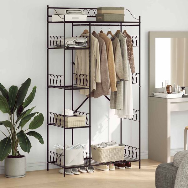vidaXL Open Wardrobe with Shelf Black 100 x 43 x 188 cm Steel
