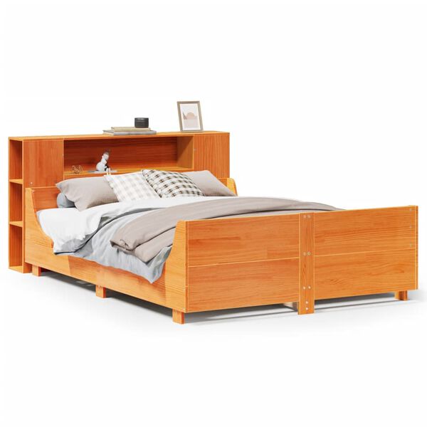 vidaXL Bed Frame without Mattress Wax Brown 120x200 cm Solid Wood Pine
