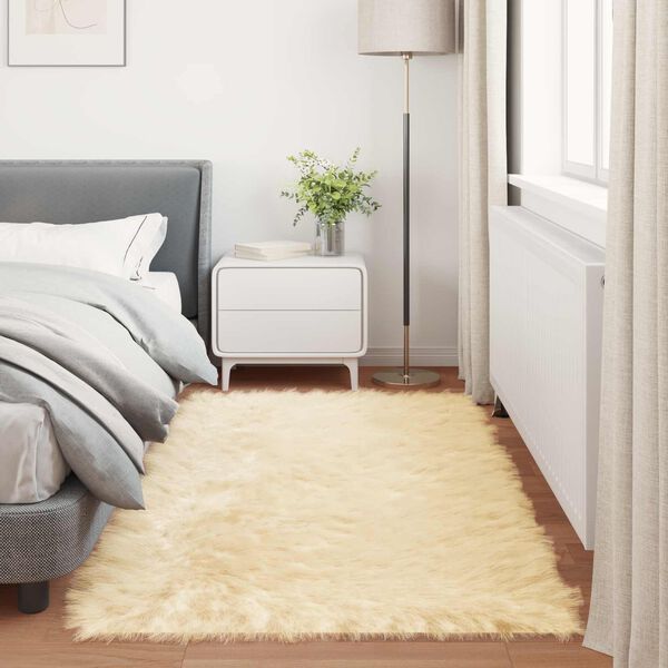 vidaXL Faux Sheepskin Rug Tafalla Cream 100 x 200 cm Polyester