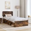 vidaXL Bed Frame with Headboard Smoked Oak 75 x 190 cm Solid Pine Wood