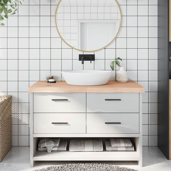 vidaXL Bathroom Countertop 120x60x(2-6) cm Untreated Solid Wood