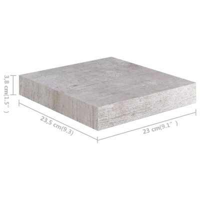 vidaXL Floating Wall Shelves 2 pcs Concrete Grey 23x23.5x3.8 cm MDF