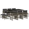 vidaXL 11 Piece Garden Dining Set with Cushions Grey Poly Rattan