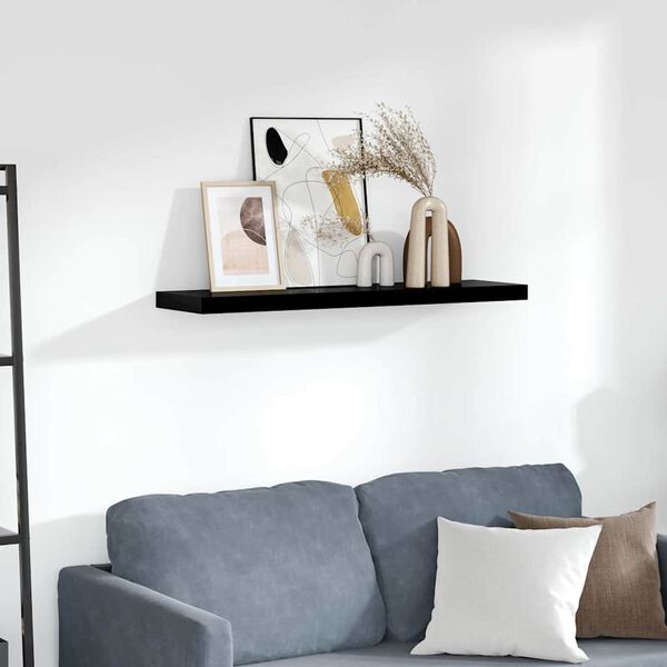 vidaXL Floating Wall Shelf High Gloss Black 90x23.5x3.8 cm MDF