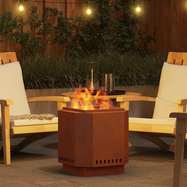 vidaXL Smokeless Fire Pit Brown 48 x 48 x 51 cm Weathering Steel