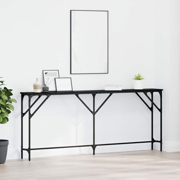 vidaXL Console Table Black oak 180 x 23 x 75 cm