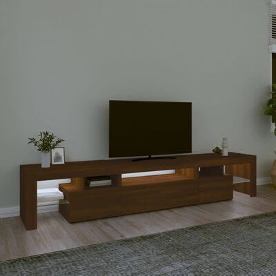 vidaXL TV Cabinet with LED Lights Brown Oak 215x36.5x40 cm
