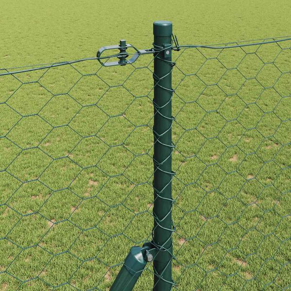vidaXL Fence Post Green 50 x 1.5 m (50 mm mesh) Steel and PVC