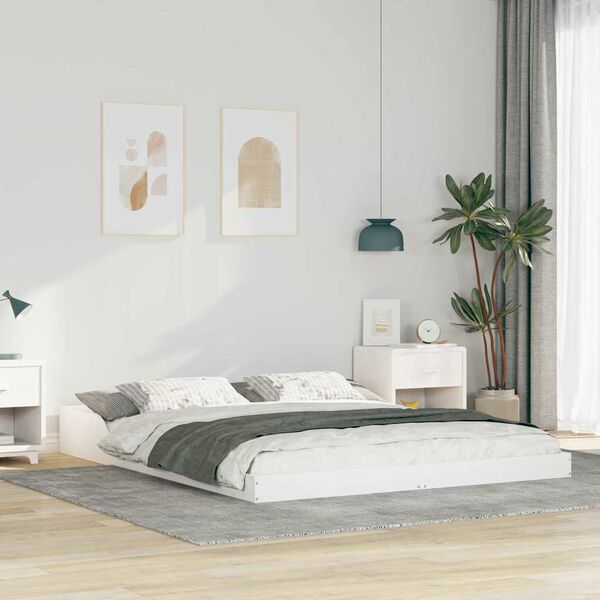 vidaXL Bed Frame White 140 x 200 cm Solid Pine Wood
