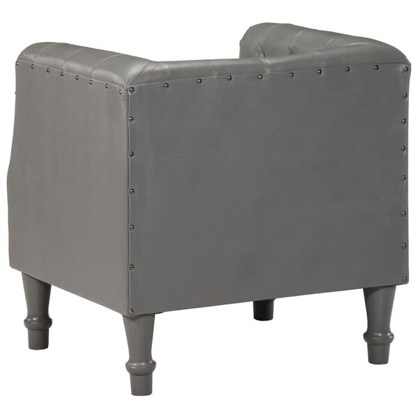vidaXL Armchair Grey Real Leather