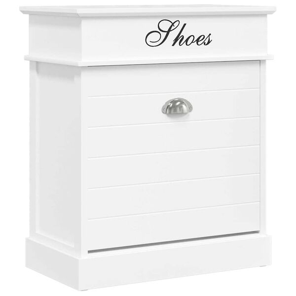 vidaXL Shoe Cabinet White 50x28x58 cm Paulownia Wood