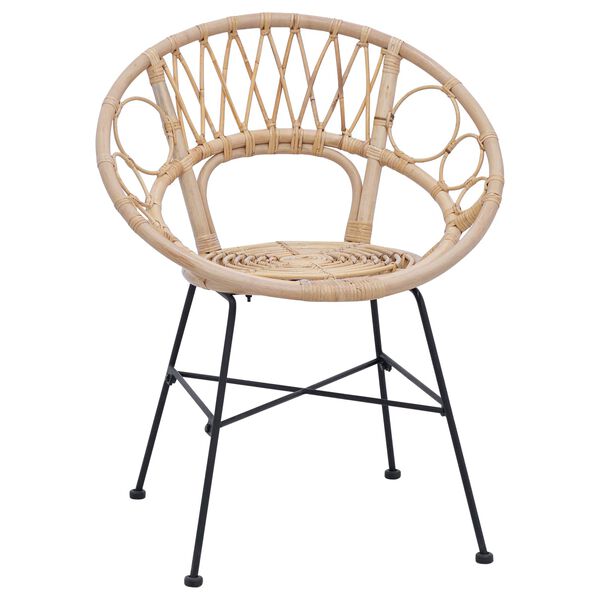 vidaXL Dining Chair 2 pcs Natural 65 x 55.5 x 81 cm Rattan and Iron