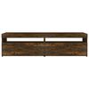 vidaXL TV Cabinet with LED Lights 2 pcs Smoked Oak 75x35x40 cm