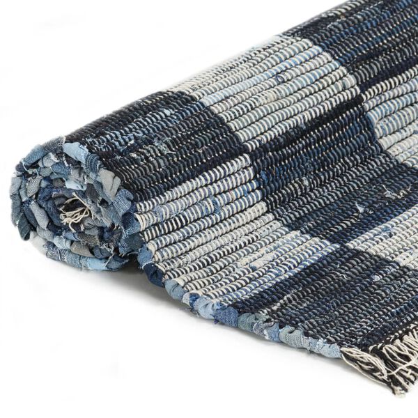 vidaXL Hand-woven Chindi Rug Denim 120x170 cm Blue