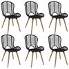 vidaXL Dining Chair | Set of 6 | Black | Natural rattan | Standard | Ergonomic