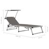 vidaXL Folding Sun Loungers with Roof 2 pcs Aluminium&Textilene Grey
