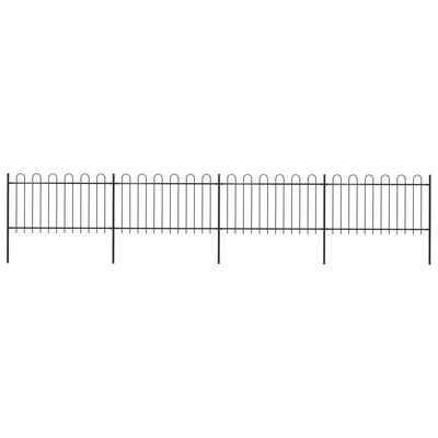 vidaXL Garden Fence with Hoop Top Steel 6.8x1 m Black