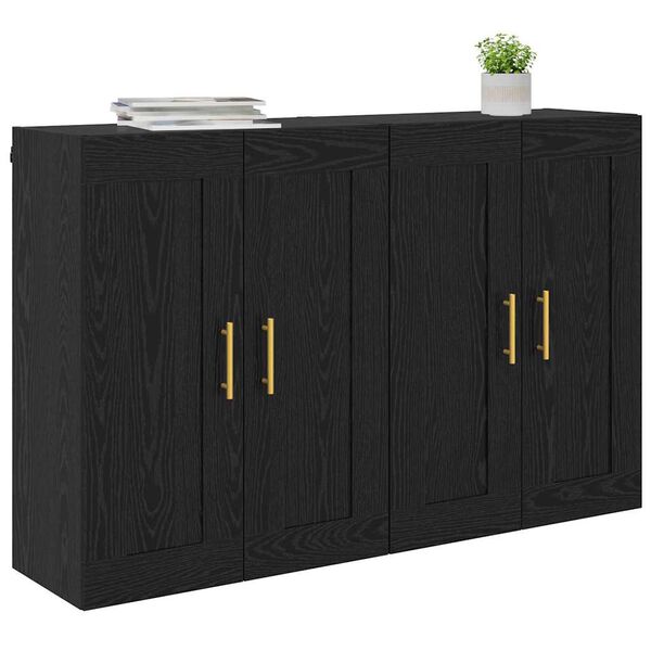 vidaXL Wall-mounted Cabinet 2 pcs Black Oak 69.5 x 34 x 90 cm