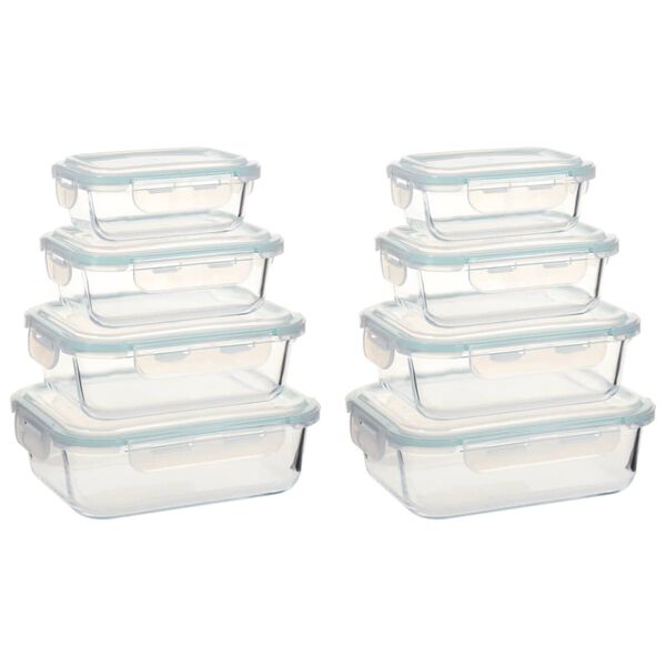 vidaXL Glass Food Storage Containers 8 Pieces