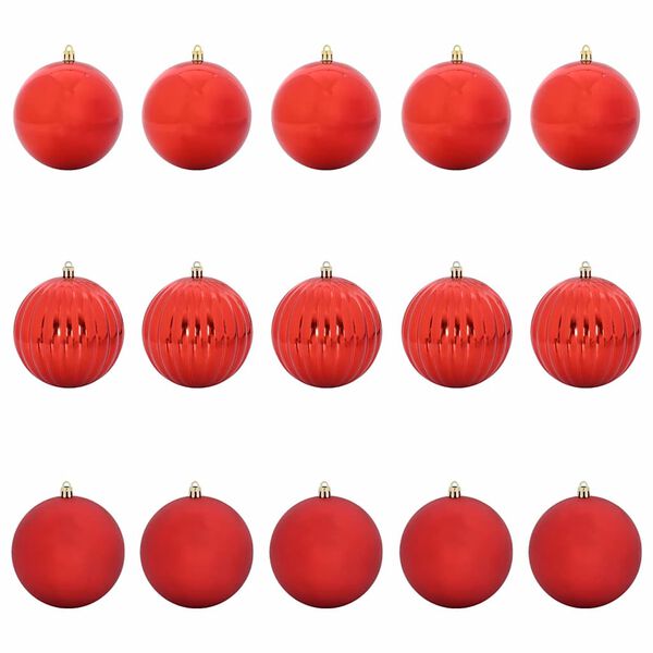 vidaXL Christmas Bauble Set 15 pcs Red Plastic