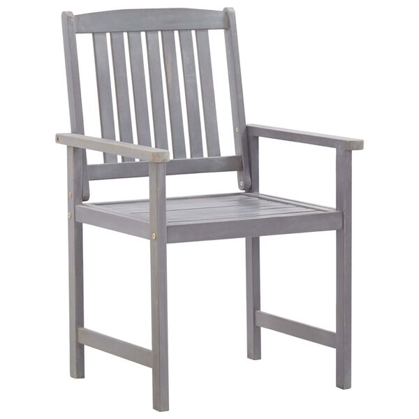 vidaXL 7 Piece Outdoor Dining Set Grey Wash Solid Acacia Wood