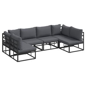 vidaXL Garden Sofa Set 6 pcs Black Aluminium