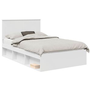 vidaXL Bed Frame with Headboard White 120 x 190 cm Solid Pine Wood