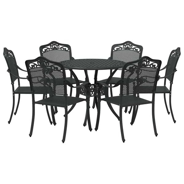 vidaXL Garden Dining Set 7 pcs Black Aluminium