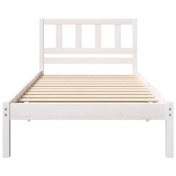 vidaXL Bed Frame with Headboard White 75 x 190 cm Solid Pine Wood