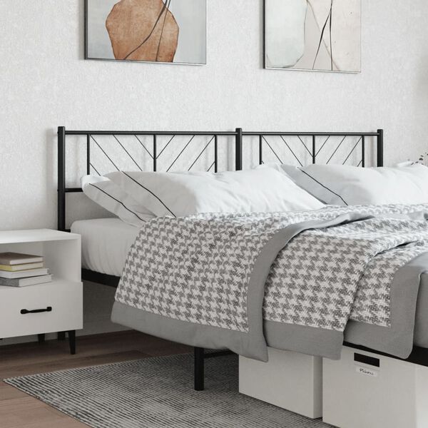 vidaXL Metal Headboard Black 200 cm