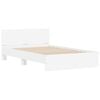 vidaXL Bed Frame with Headboard and LED White 140x190 cm