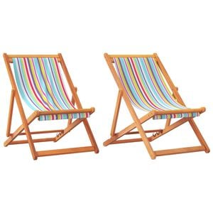 vidaXL Folding Chairs 2 pcs Multicolour Fabric