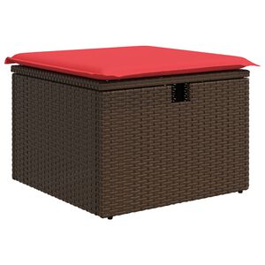 vidaXL Garden Stool with Cushion Brown 55 x 55 x 37 cm Poly Rattan
