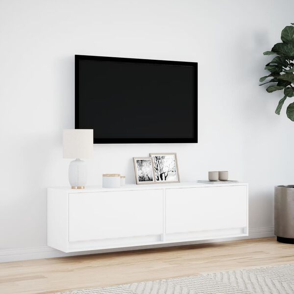 vidaXL TV Wall Cabinet with LED Lights White 140x31x38 cm