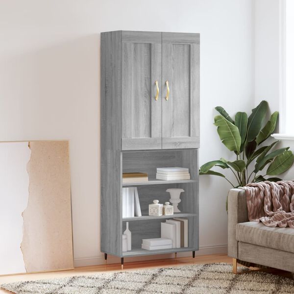 vidaXL Highboard Grey Sonoma 69.5x34x180 cm Engineered Wood