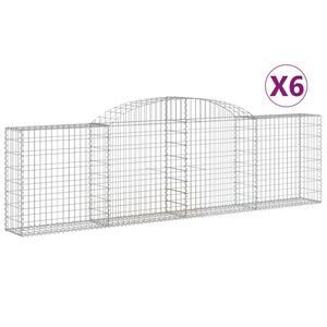vidaXL Arched Gabion Baskets 6 pcs 300x30x80/100 cm Galvanised Iron