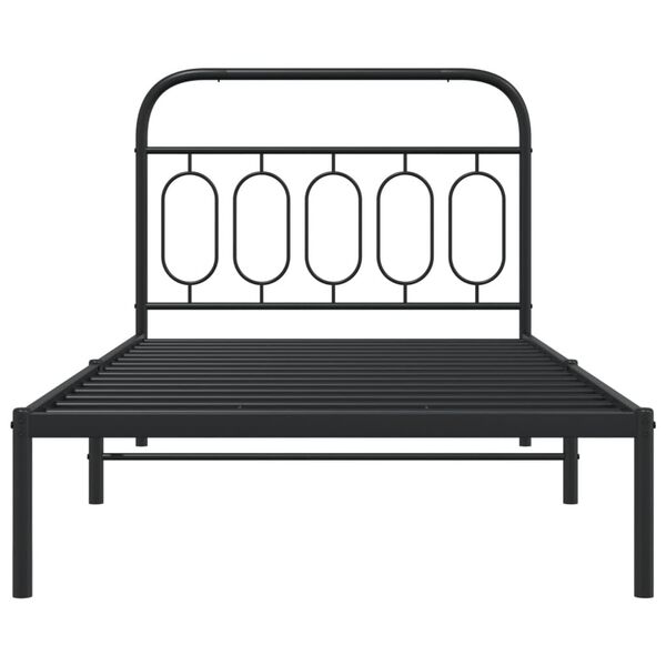vidaXL Metal Bed Frame without Mattress with Headboard Black 100x190cm