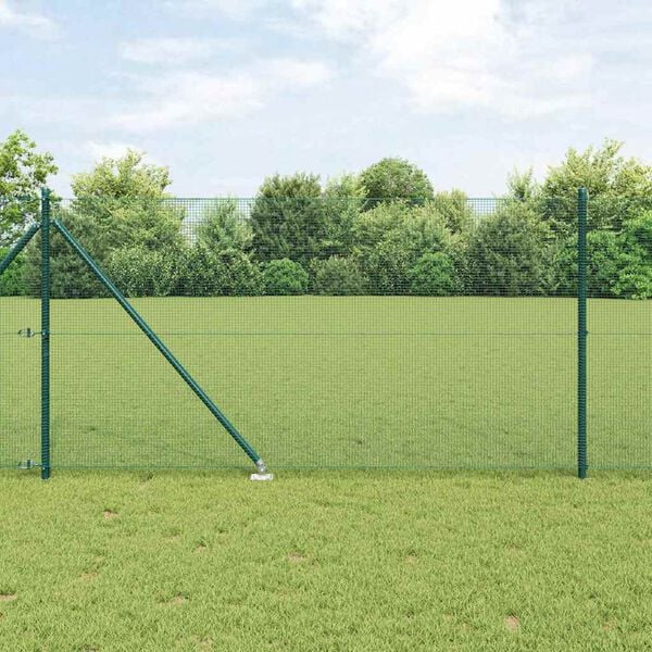 vidaXL Fence Post Green 100 x 1 m (12 x 12 mm mesh) Steel and PVC
